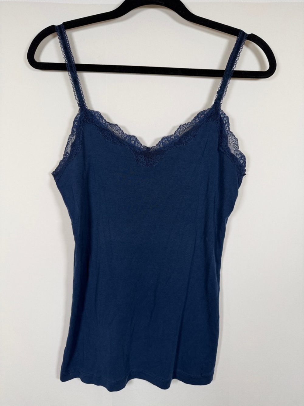 Vintage Y2K Navy Lace-Trim Layering Cami Tank Top